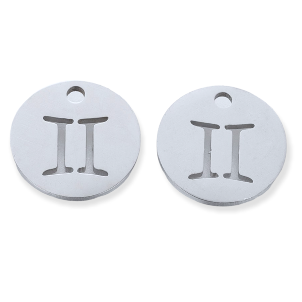 Bedel Sterrenbeeld tweeling Stainless steel Zilver (RVS) 12mm-bedels-Kraaltjes van Renate