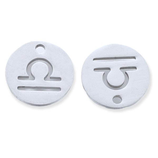 Bedel Sterrenbeeld weegschaal Stainless steel Zilver (RVS) 12mm-bedels-Kraaltjes van Renate