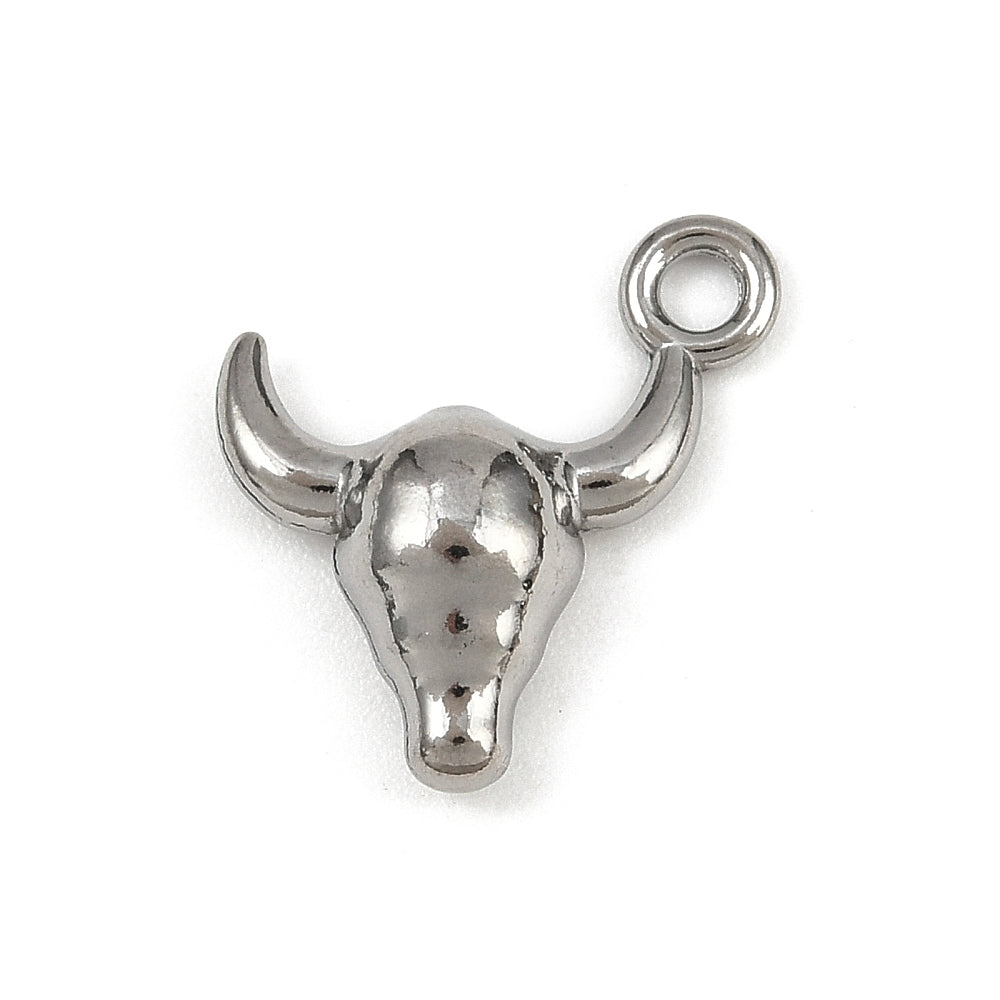 Bedel Stieren kop Zilver RVS 14x14,5mm-bedels-Kraaltjes van Renate