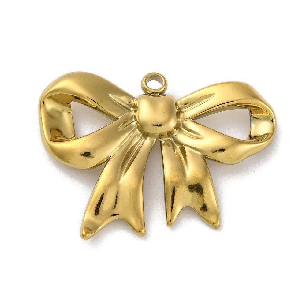 Bedel Strik RVS Goud 30mm - per stuk-bedels-Kraaltjes van Renate