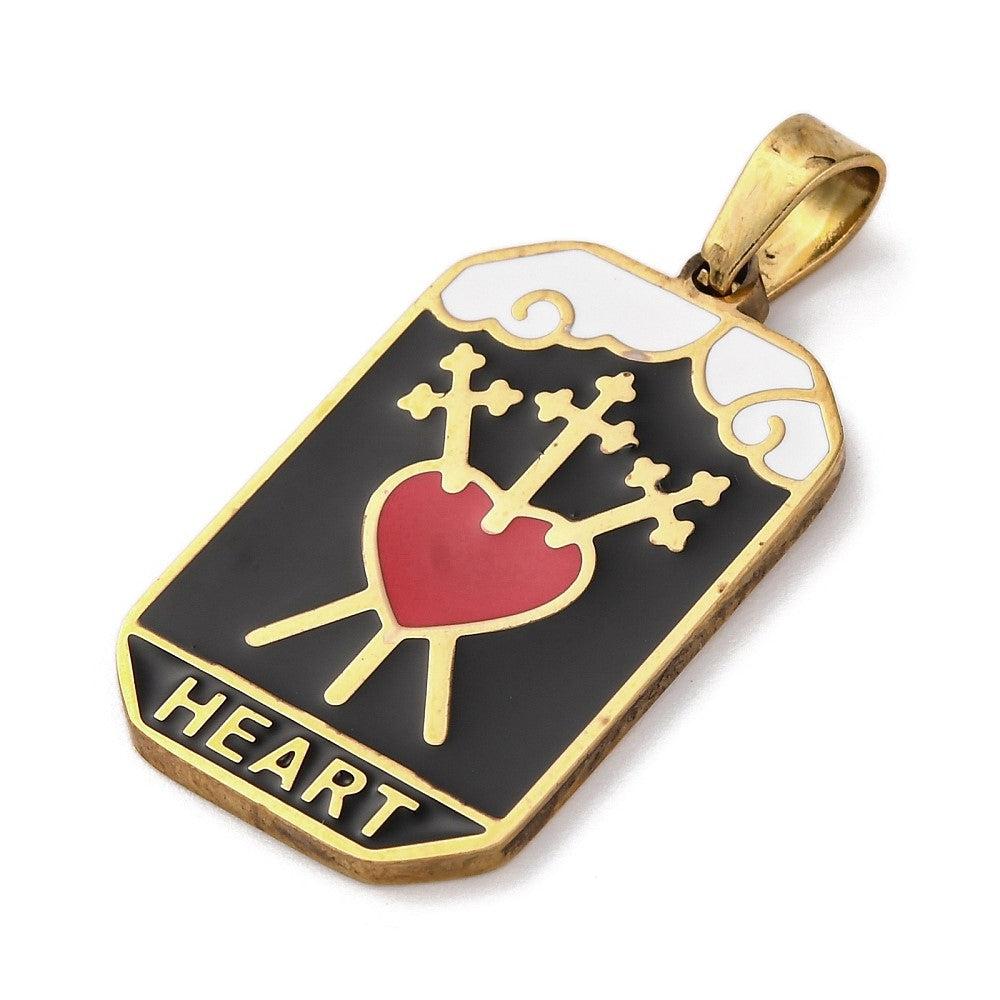 Bedel Tarot Heart RVS 18K Gold Plated 32x19mm - per stuk-bedels-Kraaltjes van Renate