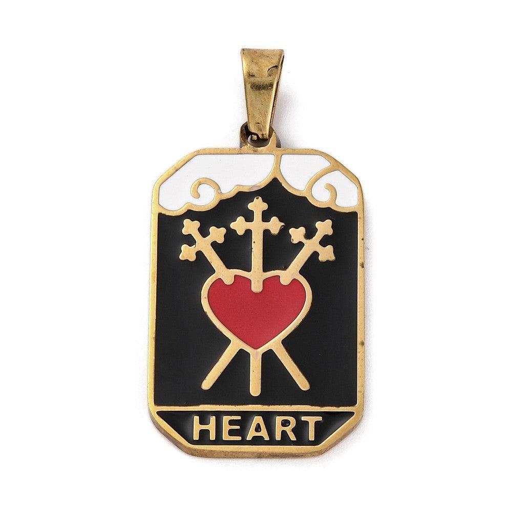 Bedel Tarot Heart RVS 18K Gold Plated 32x19mm - per stuk-bedels-Kraaltjes van Renate