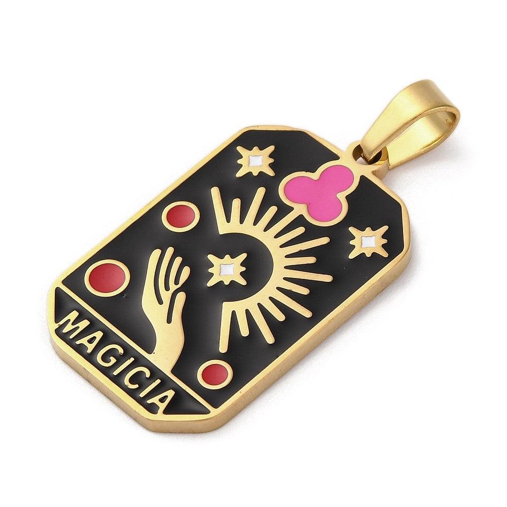 Bedel Tarot Magicia RVS 18K Gold Plated 32x19mm - per stuk-bedels-Kraaltjes van Renate