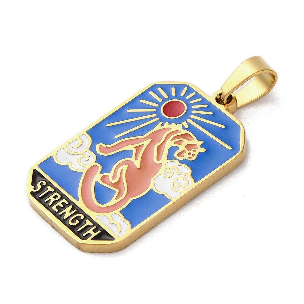 Bedel Tarot Strength RVS 18K Gold Plated 32x19mm - per stuk-bedels-Kraaltjes van Renate
