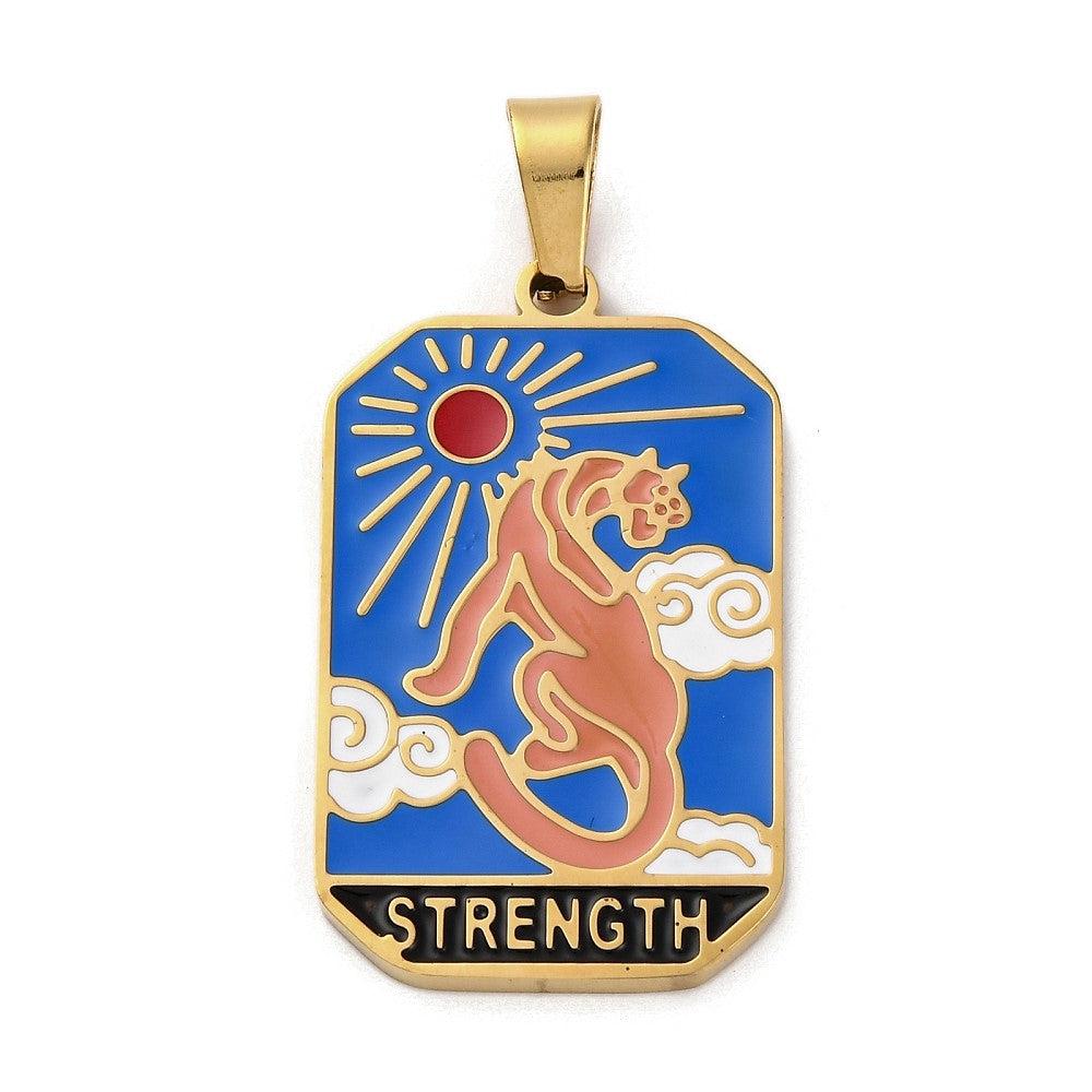 Bedel Tarot Strength RVS 18K Gold Plated 32x19mm - per stuk-bedels-Kraaltjes van Renate