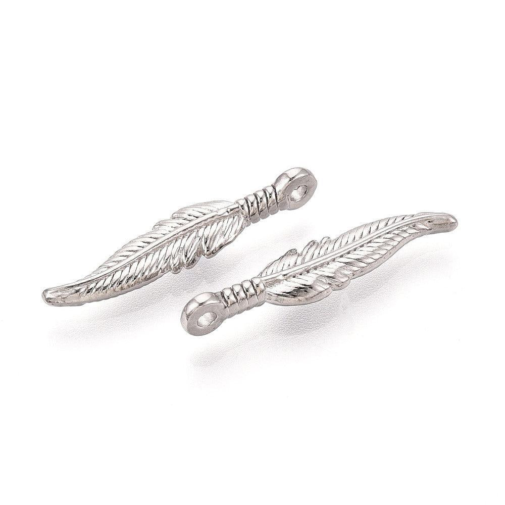 Bedel Veertje RVS Zilver 23mm - per stuk-bedels-Kraaltjes van Renate