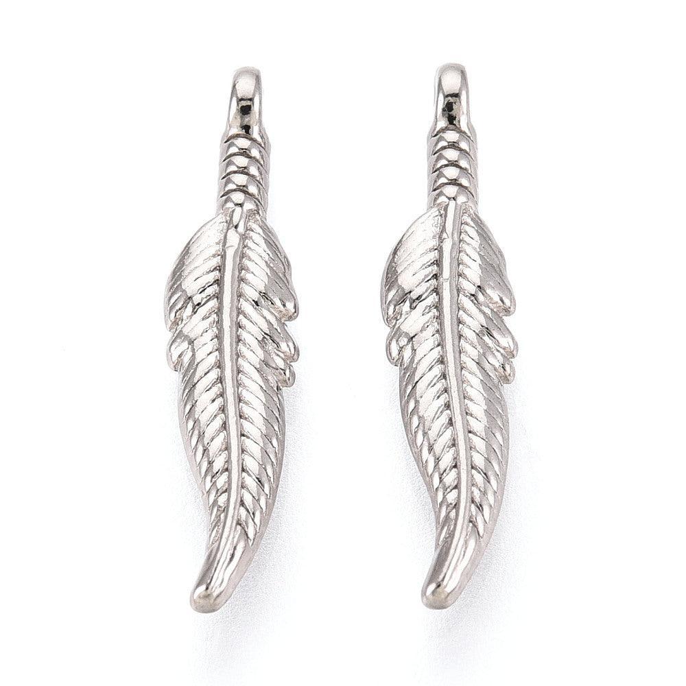 Bedel Veertje RVS Zilver 23mm - per stuk-bedels-Kraaltjes van Renate