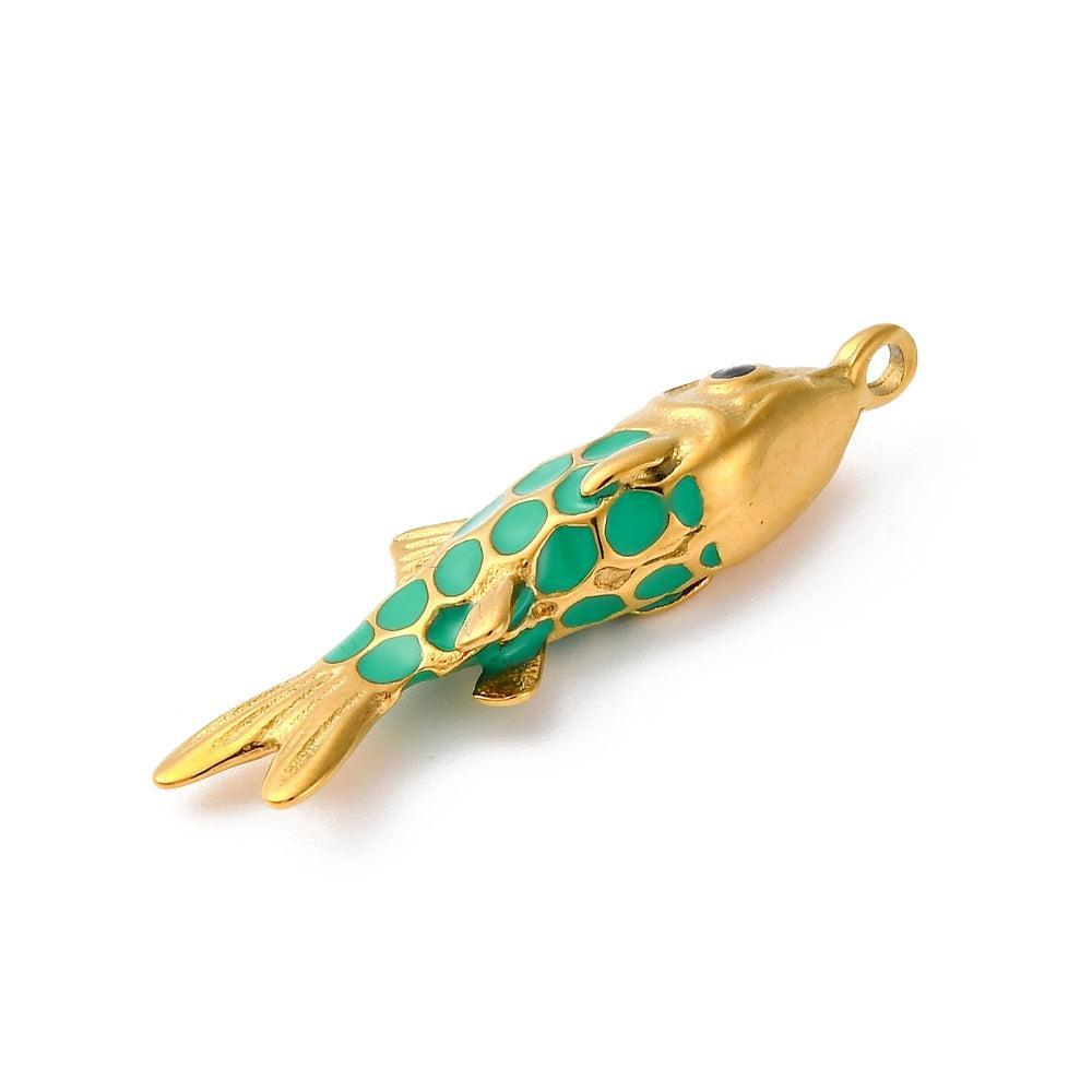 Bedel Vis 14K Gold Plated 36,5x12x7mm - per stuk-bedels-Kraaltjes van Renate