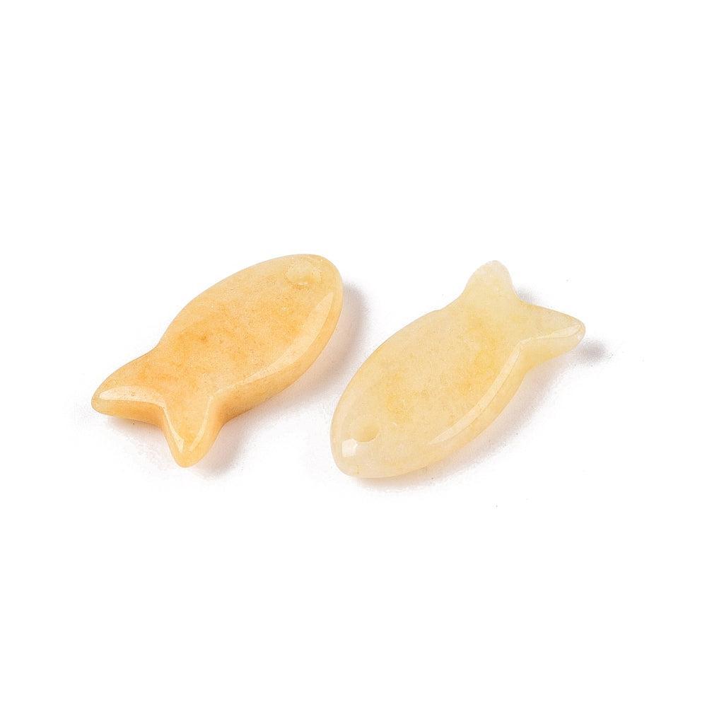 Bedel Vis Edelsteen Topaas Jade Geel 24mm - per stuk-Bedels-Kraaltjes van Renate