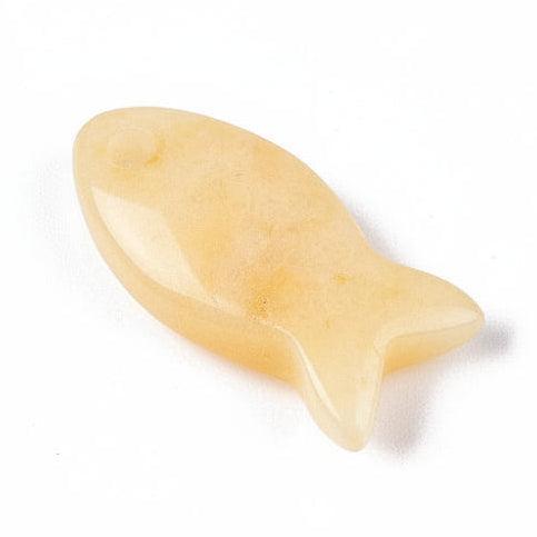 Bedel Vis Edelsteen Topaas Jade Geel 24mm - per stuk-Bedels-Kraaltjes van Renate