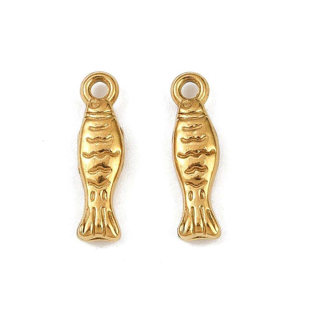 Bedel Visje Goud RVS 14x4mm-bedels-Kraaltjes van Renate