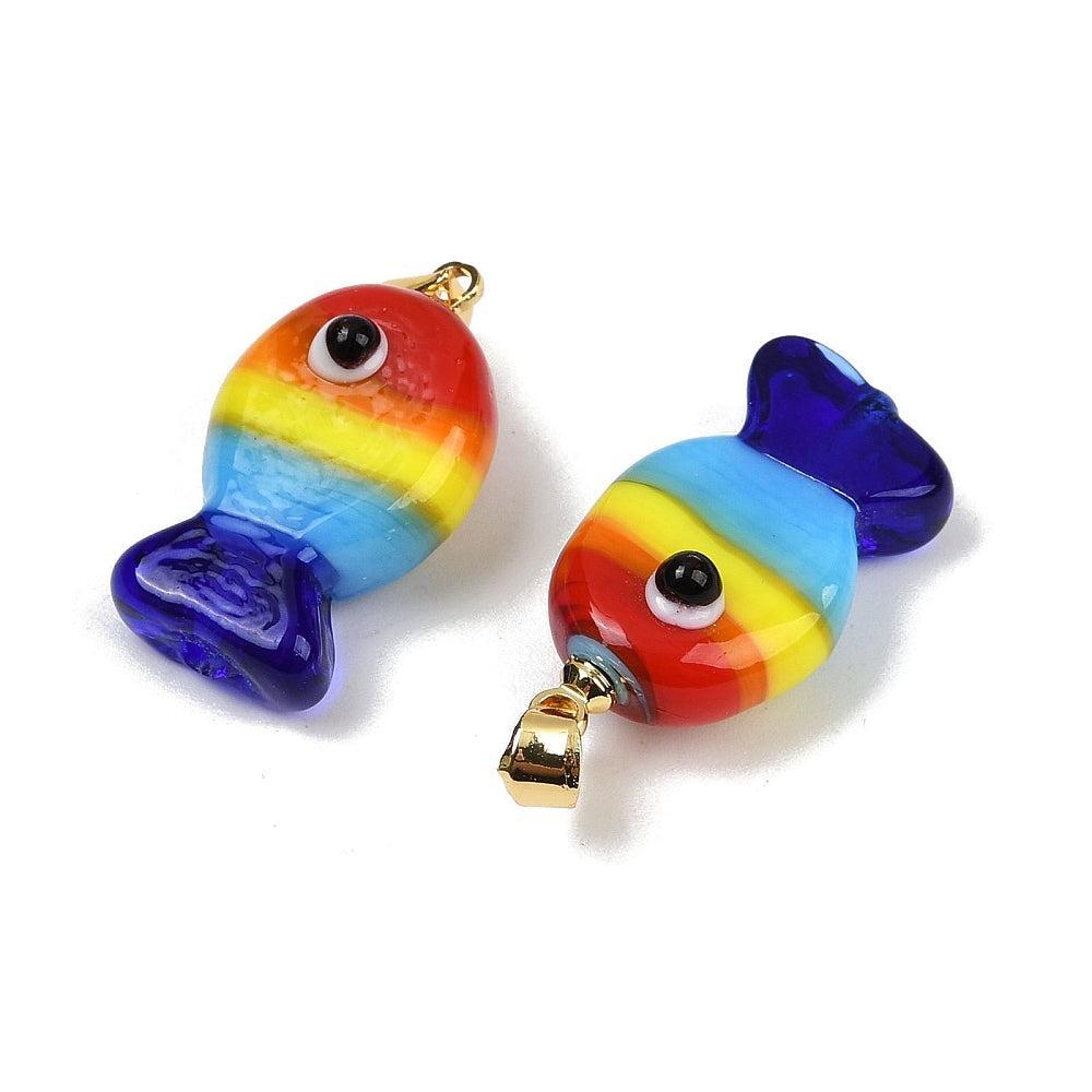Bedel Vis Lampwork 23mm Multicolor- per stuk-Kralen-Kraaltjes van Renate