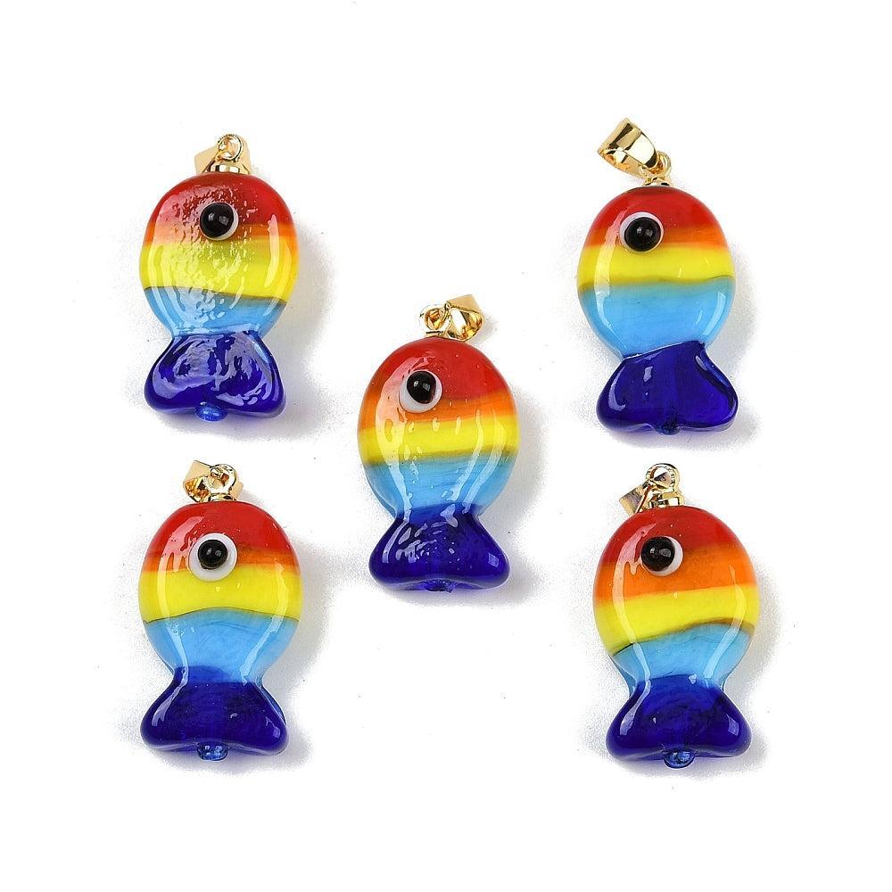 Bedel Vis Lampwork 23mm Multicolor- per stuk-Kralen-Kraaltjes van Renate