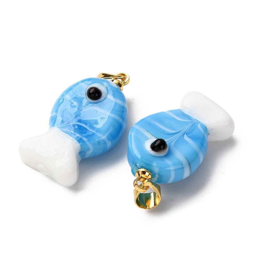 Bedel Vis Lampwork 23mm blauw- per stuk-Kralen-Kraaltjes van Renate