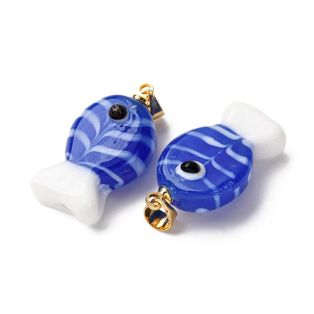 Bedel Vis Lampwork 23mm donkerblauw- per stuk-Kralen-Kraaltjes van Renate