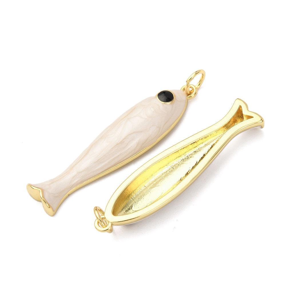 Bedel Vis Premium Brass Goud 34mm White - per stuk (kopie)-Bedels-Kraaltjes van Renate