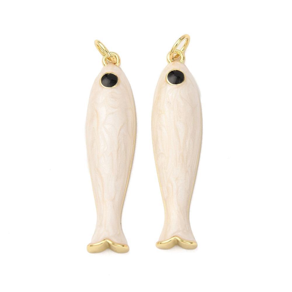 Bedel Vis Premium Brass Goud 34mm White - per stuk (kopie)-Bedels-Kraaltjes van Renate
