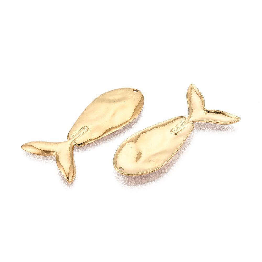 Bedel Vis Premium RVS Goud 52mm - per stuk-Bedels-Kraaltjes van Renate