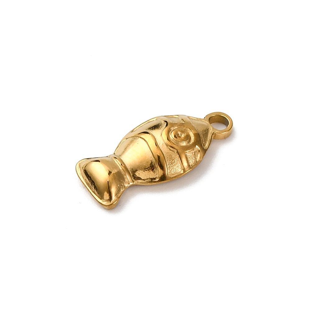 Bedel Vis RVS Goudkleur 18,5mm – per stuk-bedels-Kraaltjes van Renate