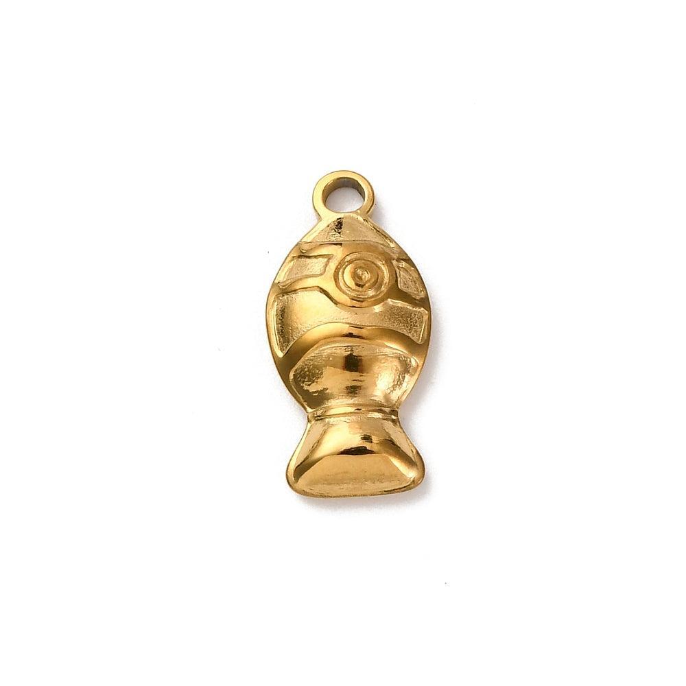 Bedel Vis RVS Goudkleur 18,5mm – per stuk-bedels-Kraaltjes van Renate