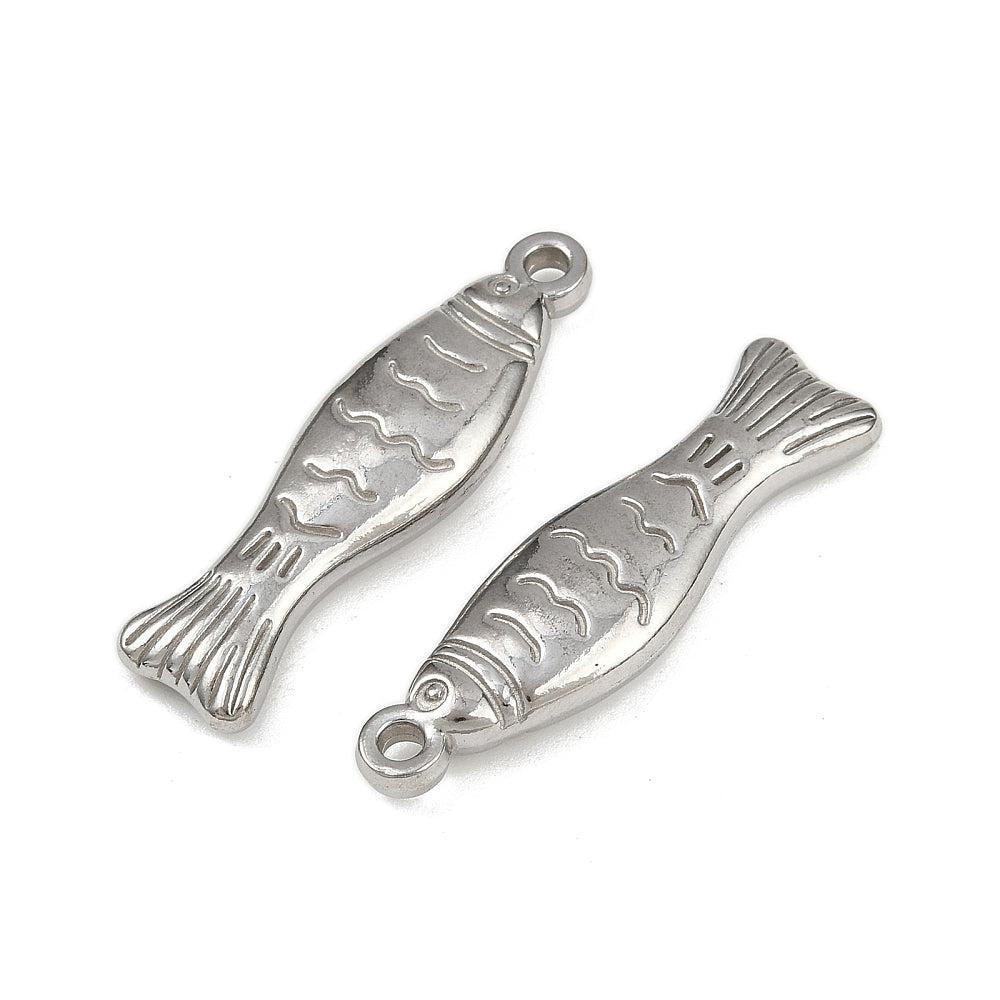 Bedel Vis RVS Staalkleur 34mm - per stuk-Bedels-Kraaltjes van Renate