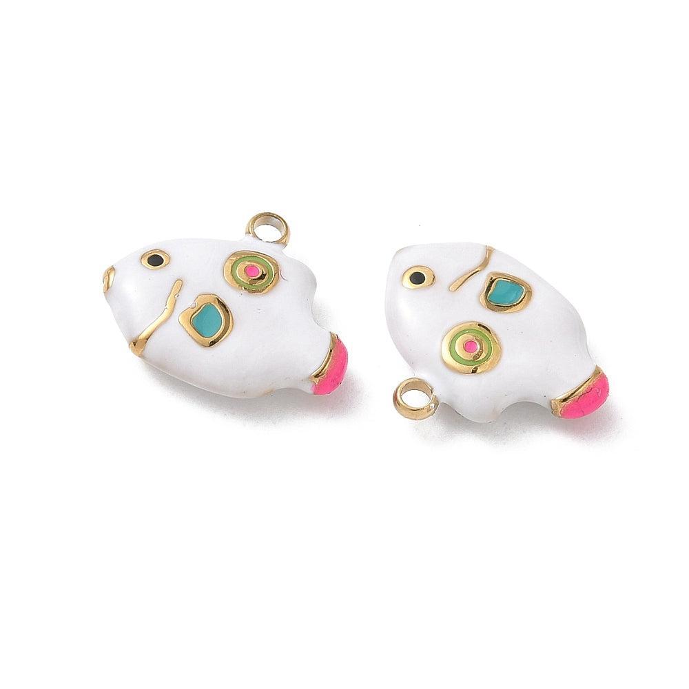 Bedel Vis Wit 18k Gold Plated 12x14x3mm- per Stuk-bedels-Kraaltjes van Renate