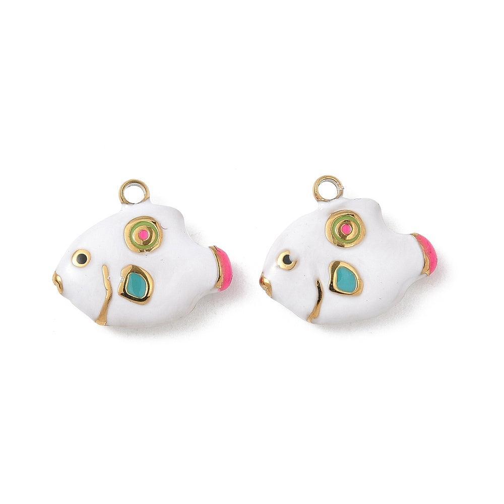 Bedel Vis Wit 18k Gold Plated 12x14x3mm- per Stuk-bedels-Kraaltjes van Renate