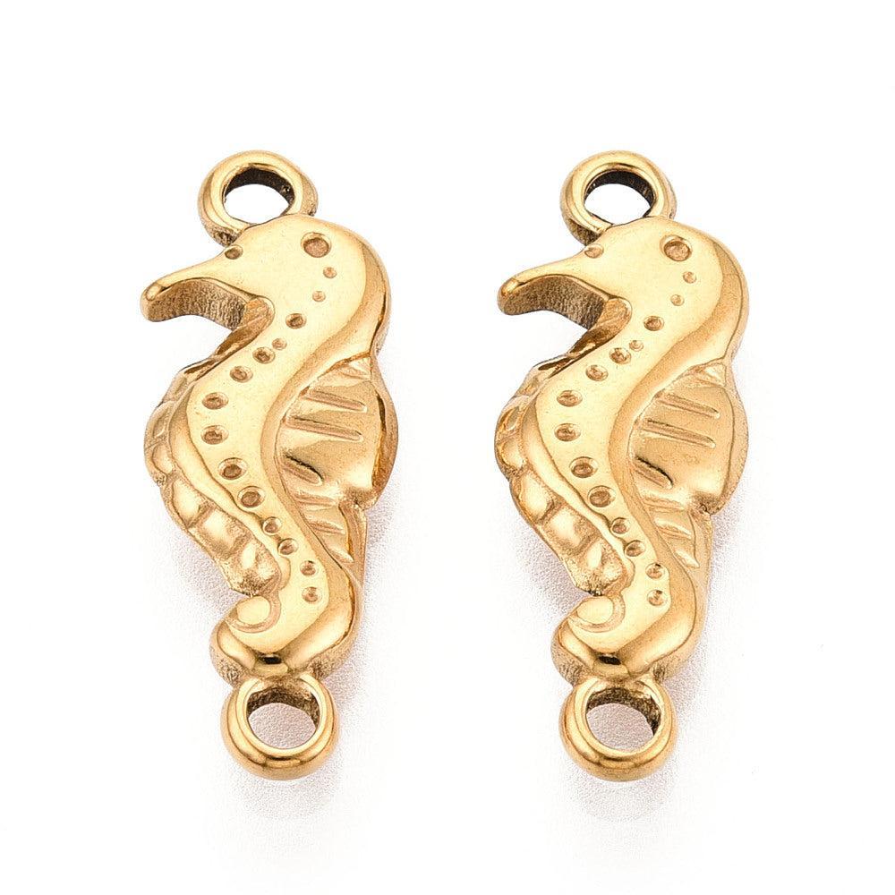 Bedel Zeepaard Goud RVS 24x9mm-bedels-Kraaltjes van Renate