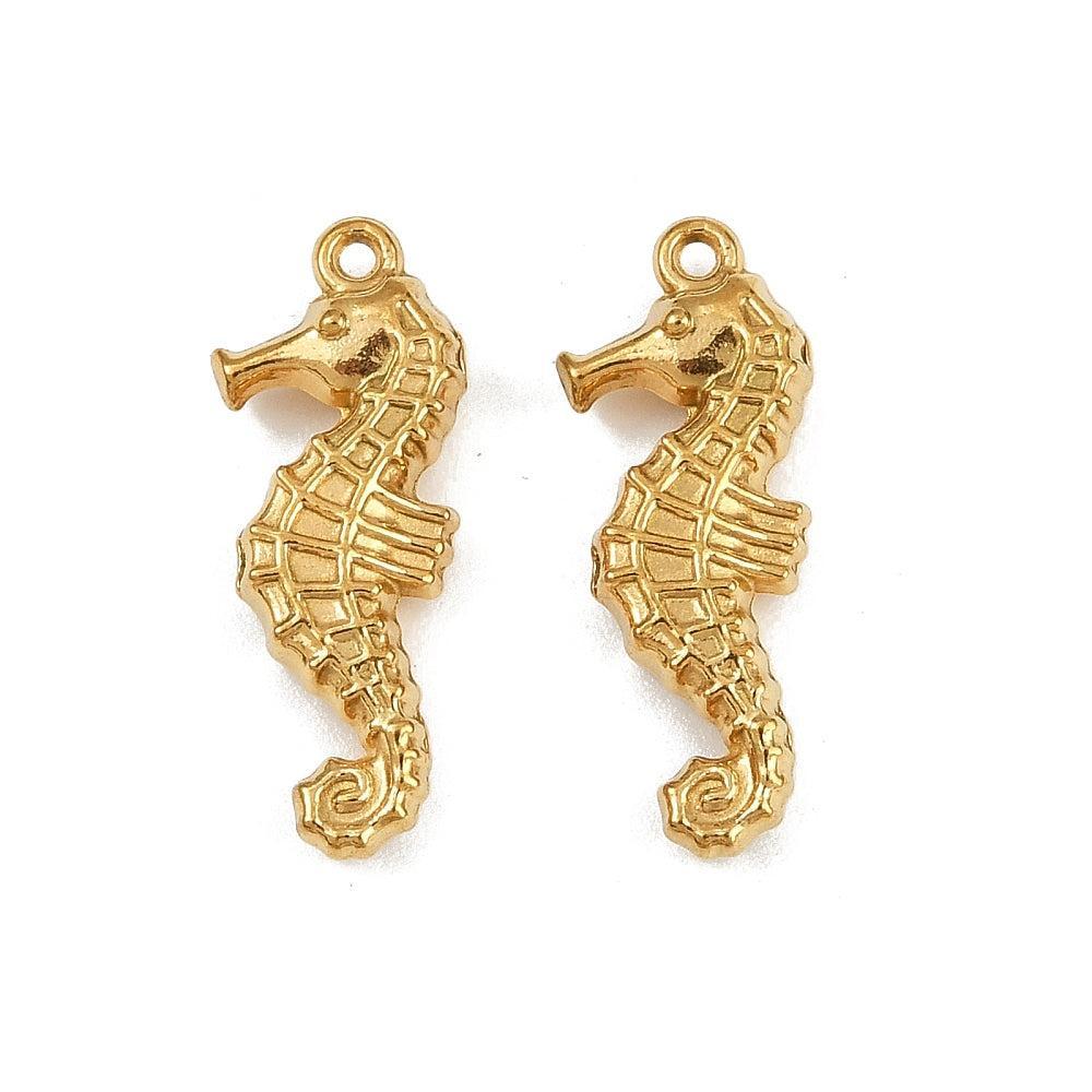 Bedel Zeepaard Rvs 21x8mm Goud-bedels-Kraaltjes van Renate
