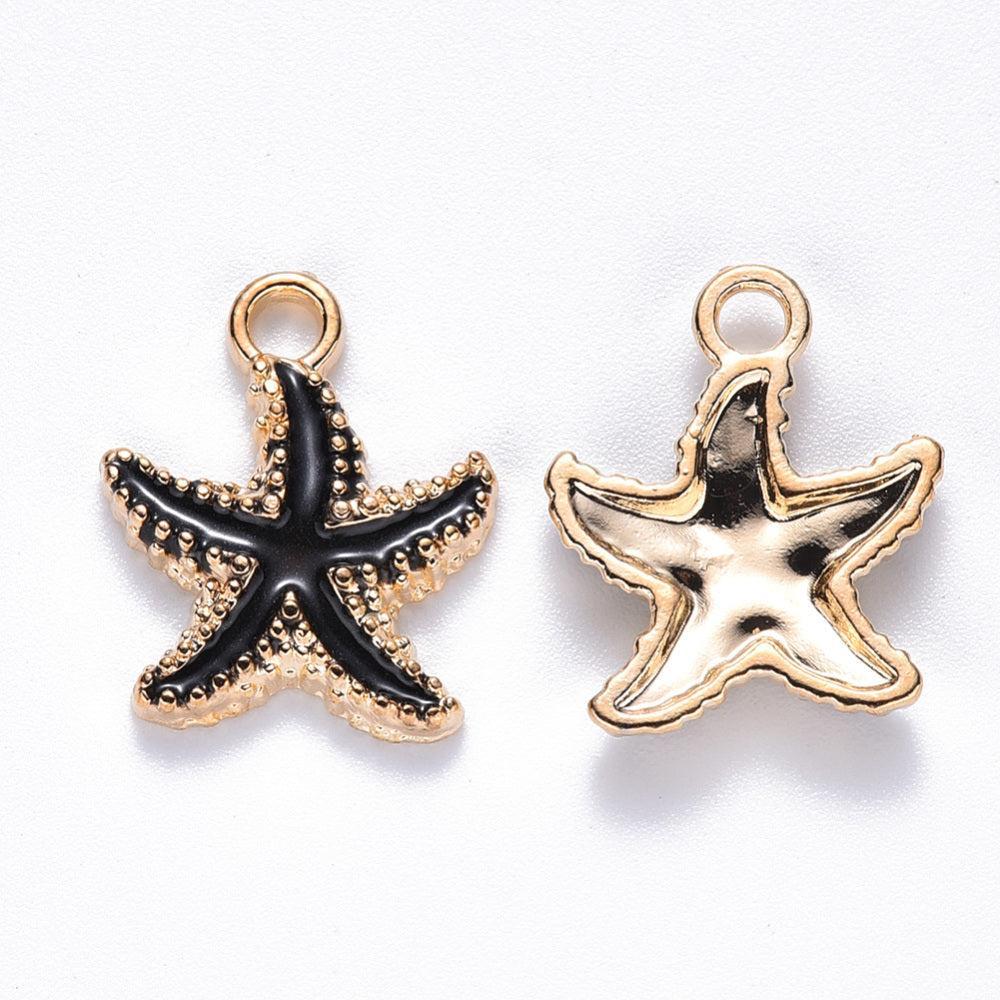 Bedel Zeester Emaille Goud Zwart 18x15mm - per stuk-Bedels-Kraaltjes van Renate
