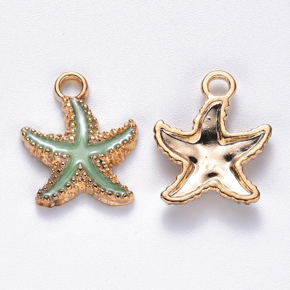 Bedel Zeester Emaille Groen Goud 18mm - per stuk-bedels-Kraaltjes van Renate
