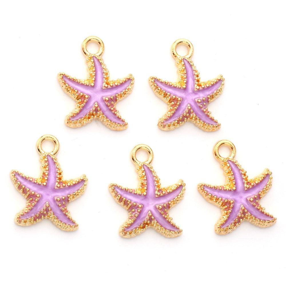 Bedel Zeester Emaille Paars Goud 18x15mm - per stuk-bedels-Kraaltjes van Renate