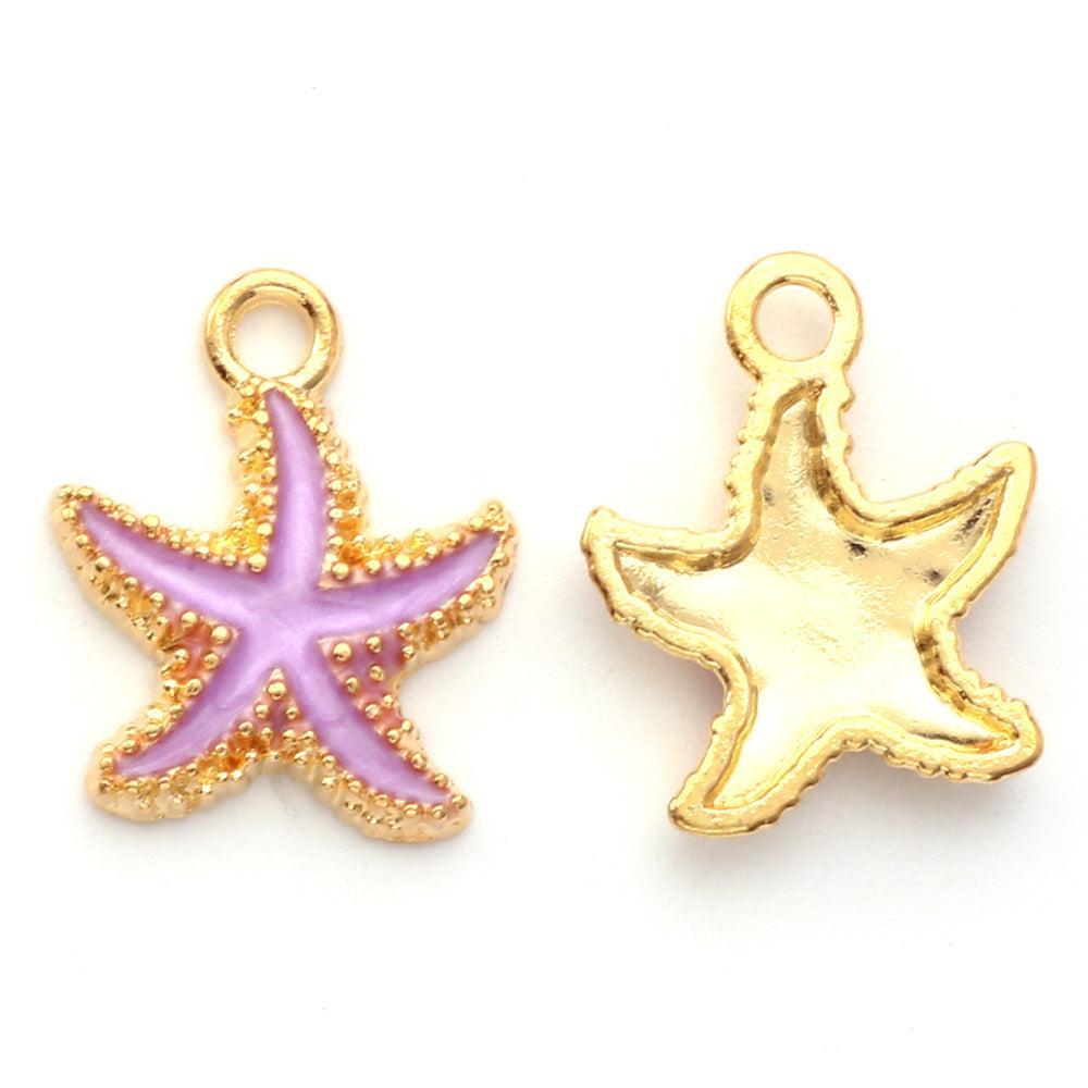 Bedel Zeester Emaille Paars Goud 18x15mm - per stuk-bedels-Kraaltjes van Renate