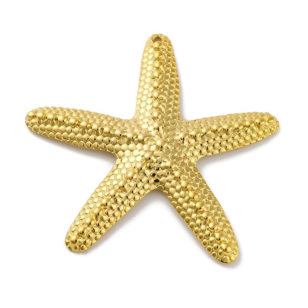 Bedel XL zeester RVS 18K goud 57mm - per stuk-bedels-Kraaltjes van Renate