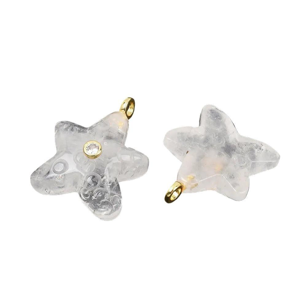 Bedel Zeester Kwarts Kristal Goud 34mm - per stuk-Bedels-Kraaltjes van Renate