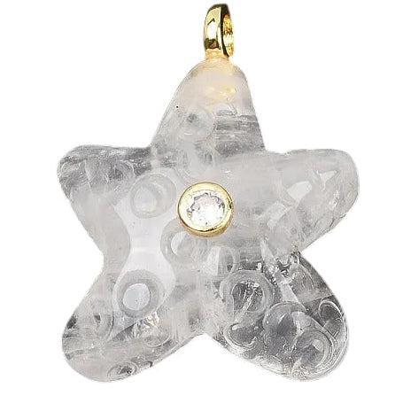 Bedel Zeester Kwarts Kristal Goud 34mm - per stuk-Bedels-Kraaltjes van Renate