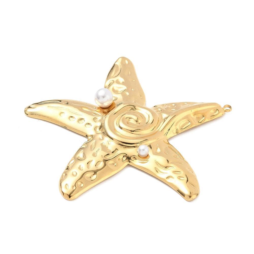 RVS Bedel Zeester Goud 64mm - per stuk-Bedels-Kraaltjes van Renate