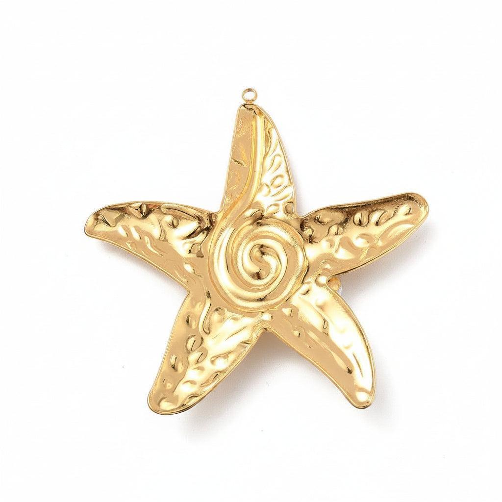 RVS Bedel Zeester Goud 64mm - per stuk-Bedels-Kraaltjes van Renate