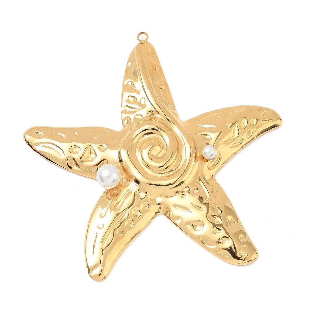 RVS Bedel Zeester Goud 64mm - per stuk-Bedels-Kraaltjes van Renate