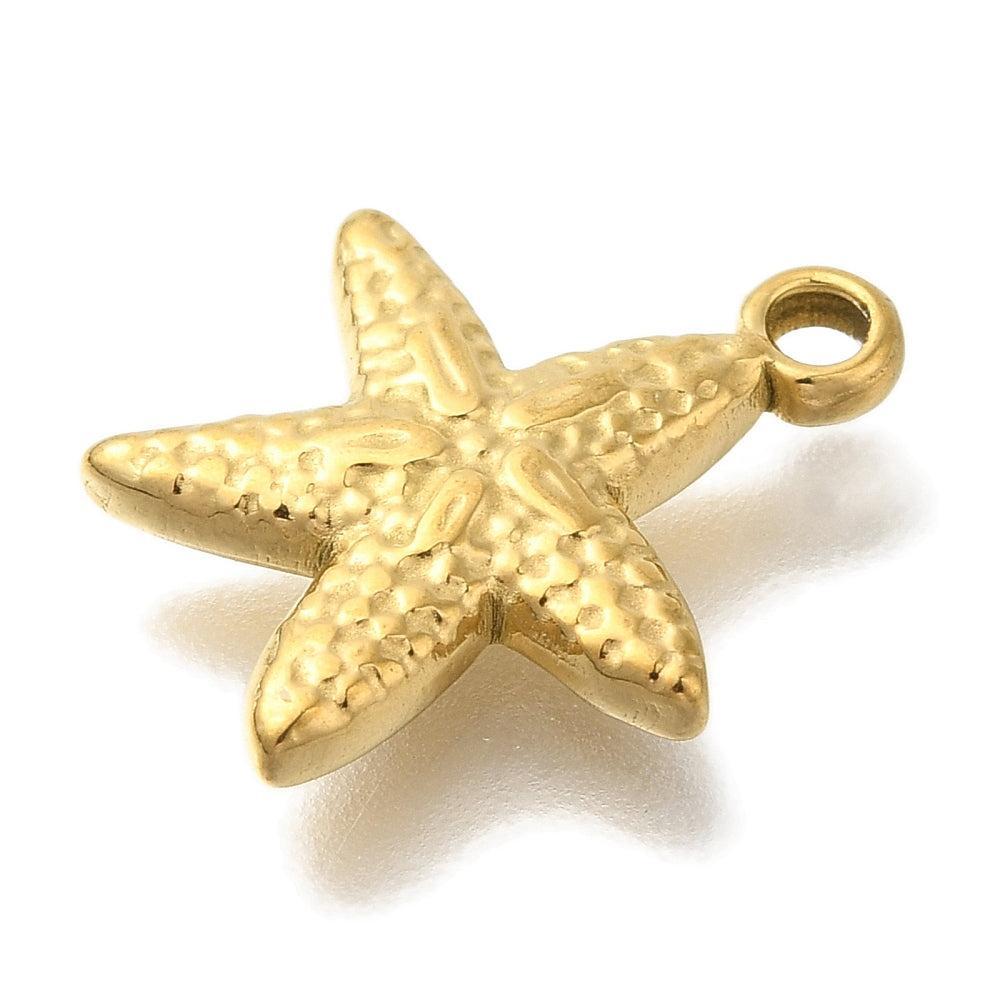 RVS Bedel Zeester Goud 15.5mm - per stuk-Bedels-Kraaltjes van Renate