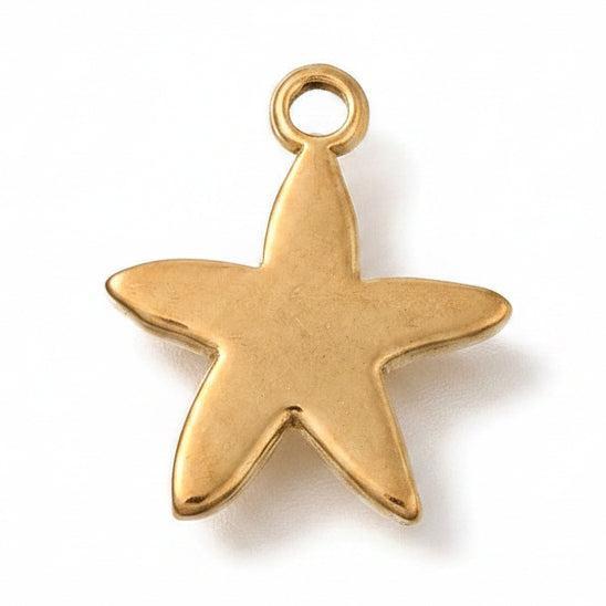 RVS Bedel Zeester Goud 15.5mm - per stuk-Bedels-Kraaltjes van Renate