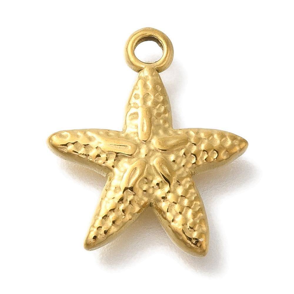 RVS Bedel Zeester Goud 15.5mm - per stuk-Bedels-Kraaltjes van Renate