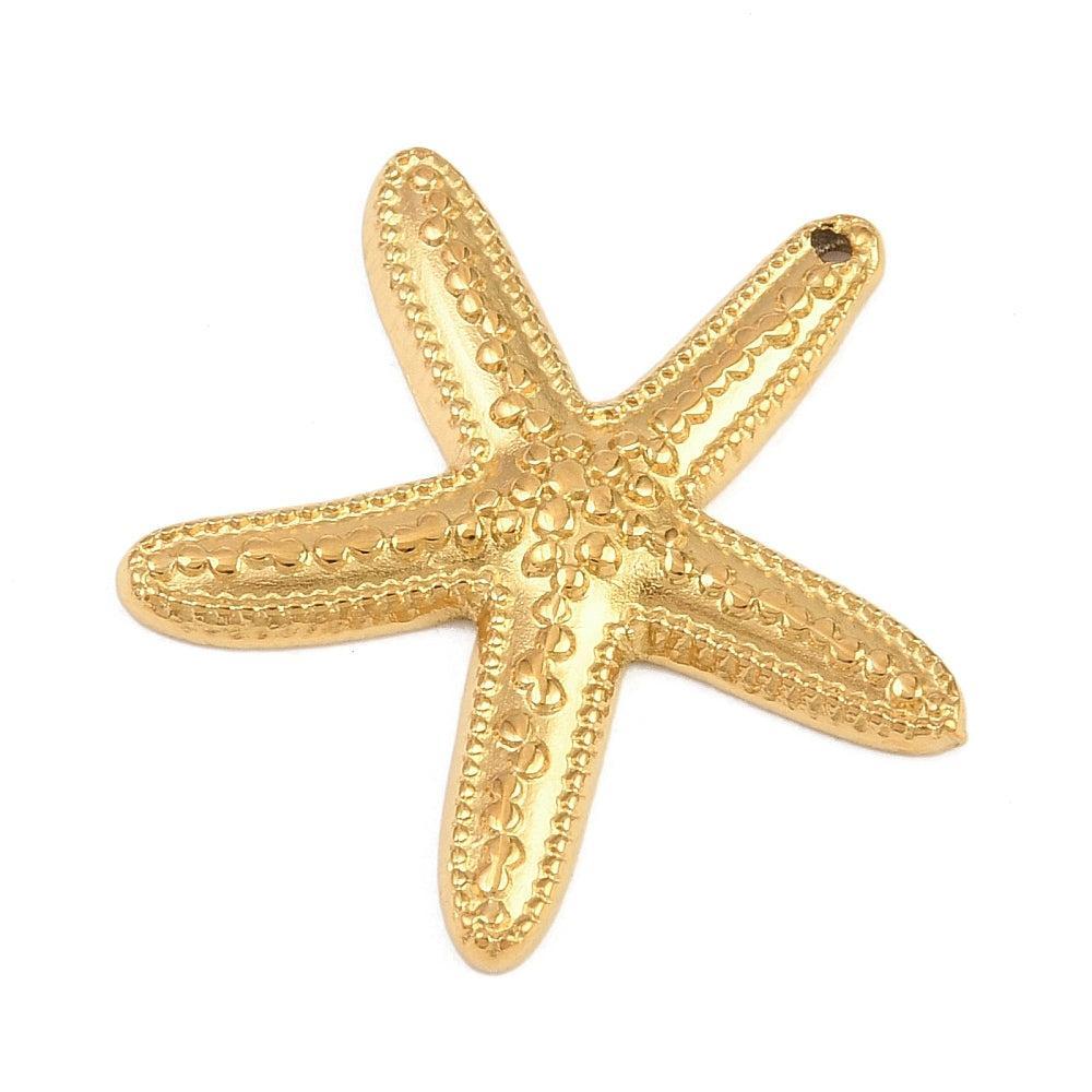 RVS Bedel Zeester Goud 25mm - per stuk-Bedels-Kraaltjes van Renate