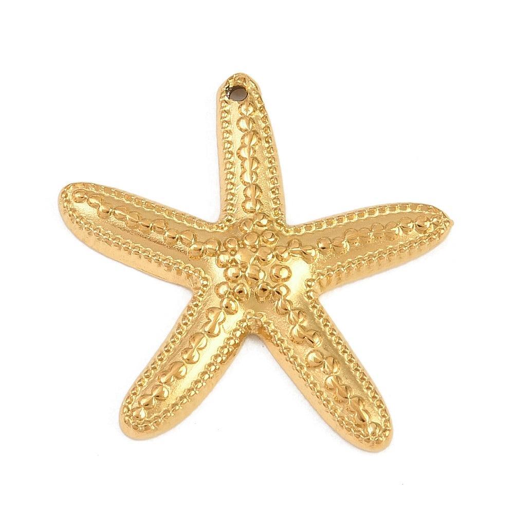 RVS Bedel Zeester Goud 25mm - per stuk-Bedels-Kraaltjes van Renate