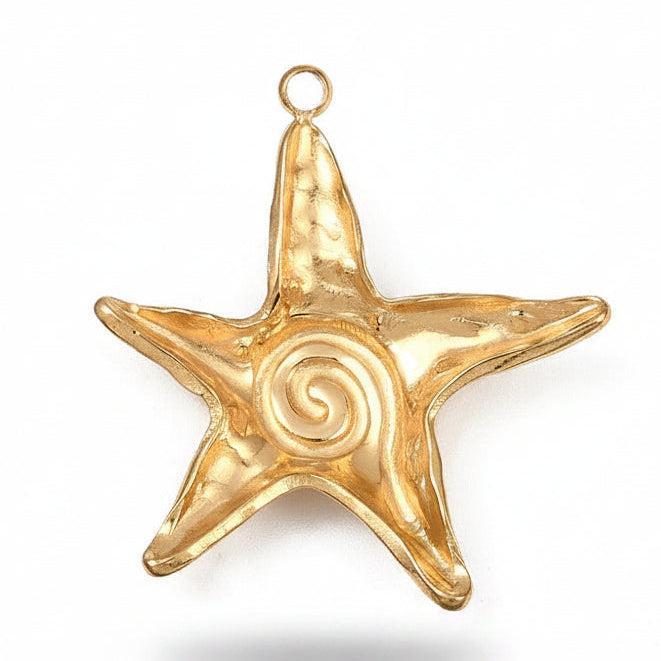 RVS Bedel Zeester Goud 28.5mm - per stuk-Bedels-Kraaltjes van Renate