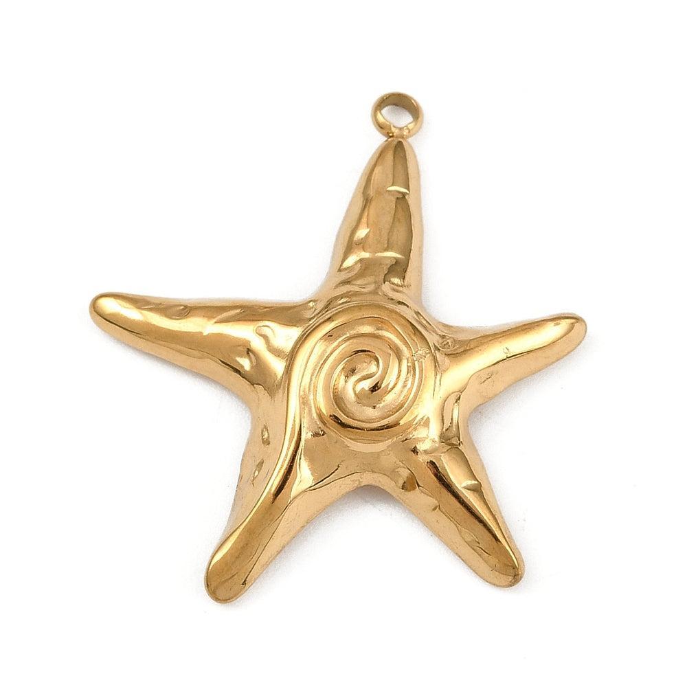 RVS Bedel Zeester Goud 28.5mm - per stuk-Bedels-Kraaltjes van Renate