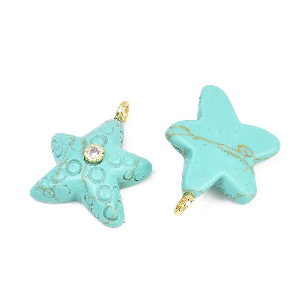 Bedel Zeester Turquoise 28mm - per stuk-Bedels-Kraaltjes van Renate