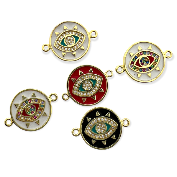 Bedel Zirconia evil eye goud 20x15mm-bedels-Kraaltjes van Renate