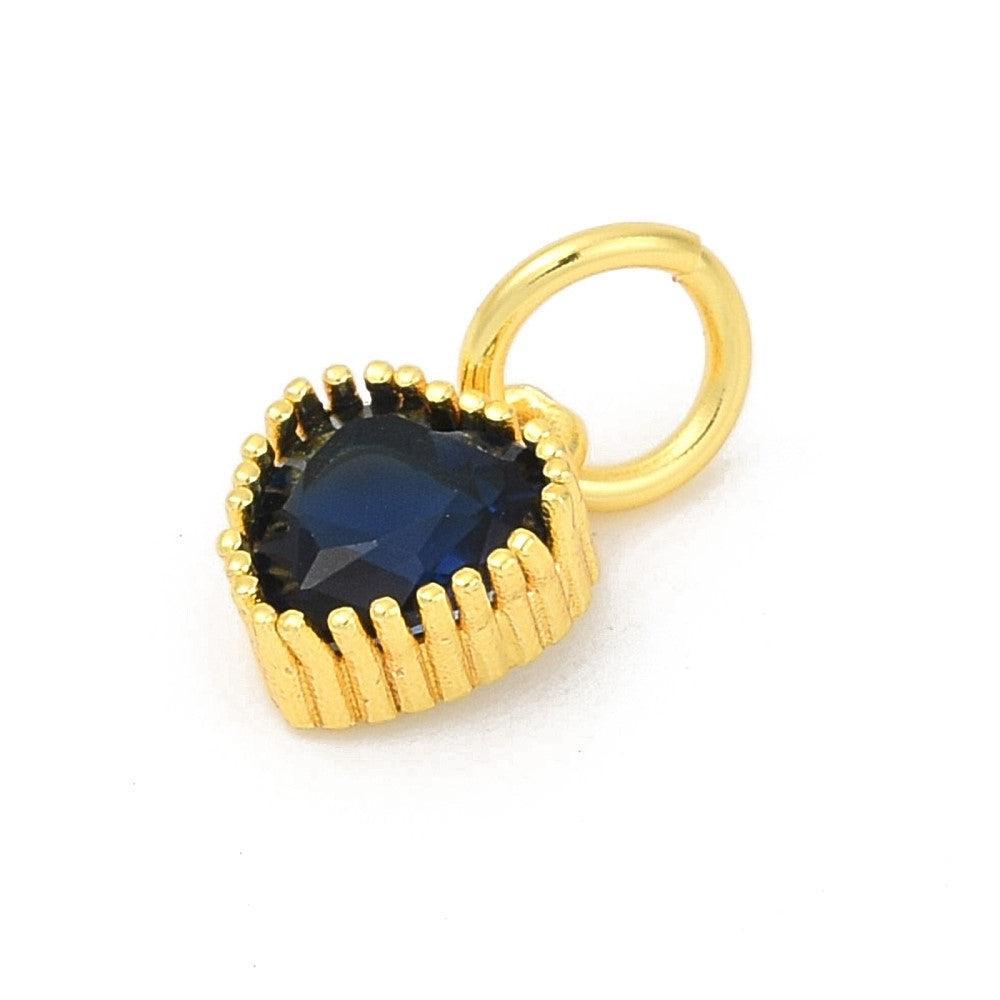 Bedel Zirconia hart goud / blauw 9x7mm - per stuk-bedels-Kraaltjes van Renate