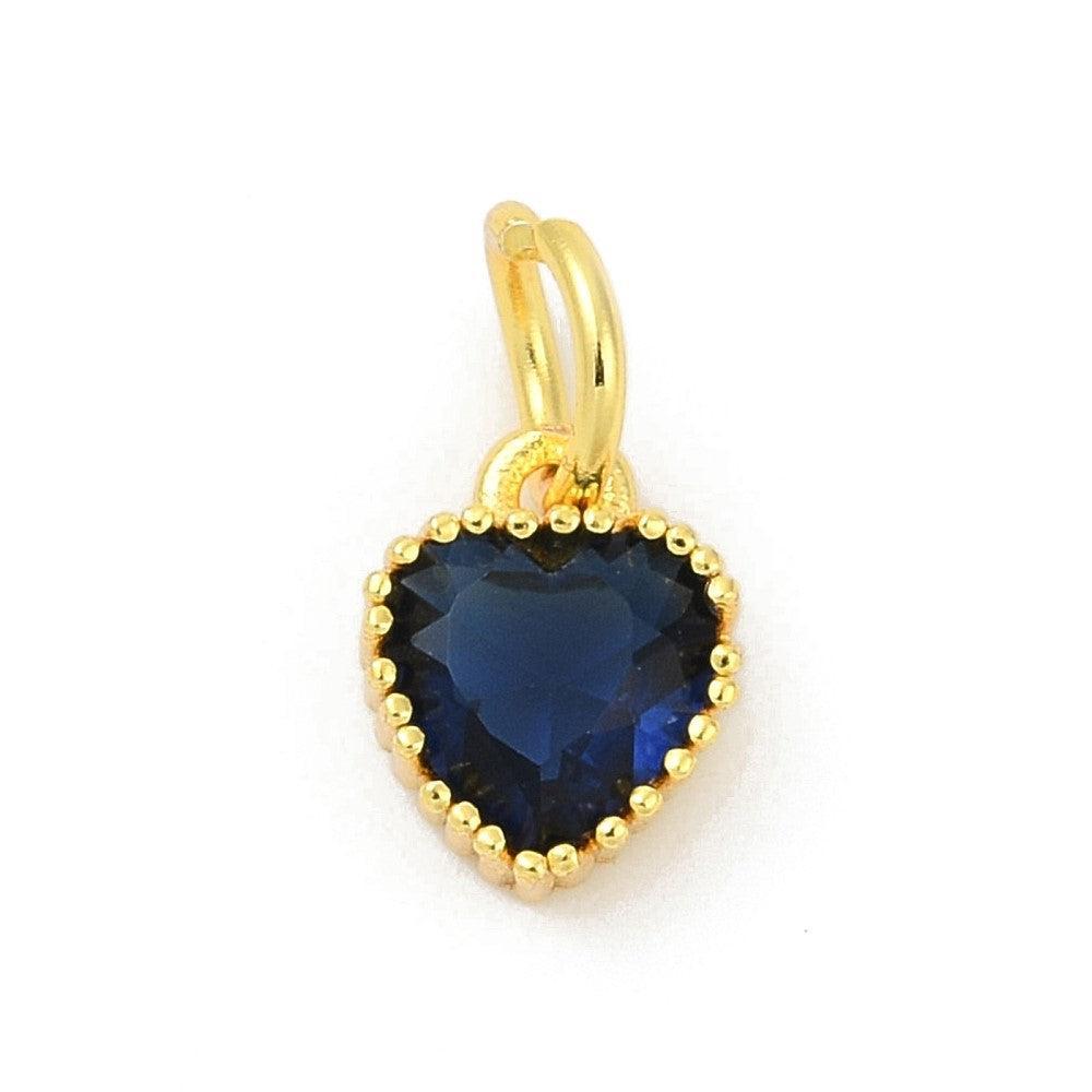 Bedel Zirconia hart goud / blauw 9x7mm - per stuk-bedels-Kraaltjes van Renate